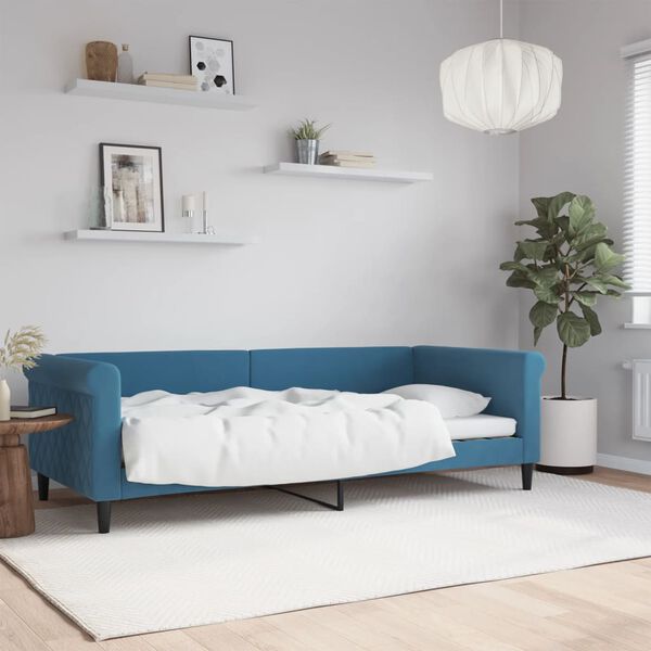 vidaXL Sof&aacute; cama sin colch&oacute;n terciopelo azul 90x200 cm