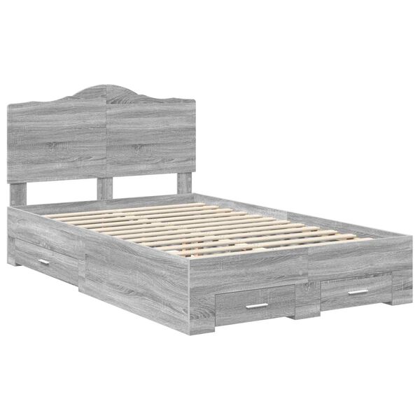 vidaXL Estructura de cama con cabecera Gris Sonoma 120 x 190 cm