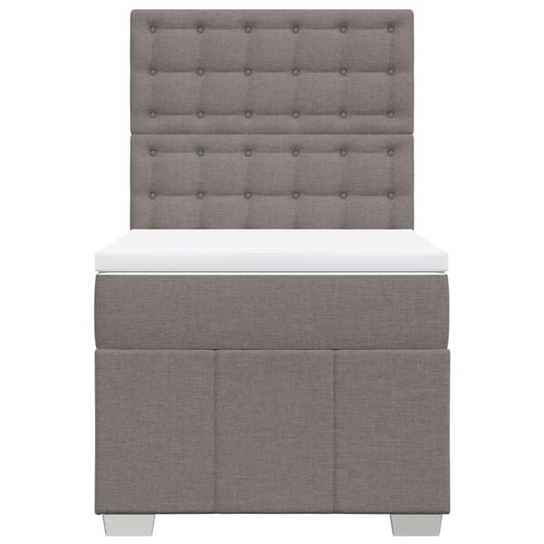 vidaXL Cama box spring con colch&oacute;n tela gris taupe 90x190 cm