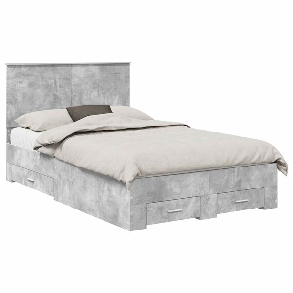 vidaXL Estructura de cama con cabecera Gris Concreto 120 x 200 cm