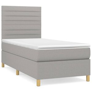 vidaXL Cama box spring con colch&oacute;n tela gris claro 80x200 cm