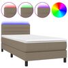 vidaXL Cama box spring colch&oacute;n y luces LED gris taupe 80x200 cm