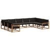 vidaXL Conjunto de sof&aacute;s de exterior 9 uds. Natural y negro