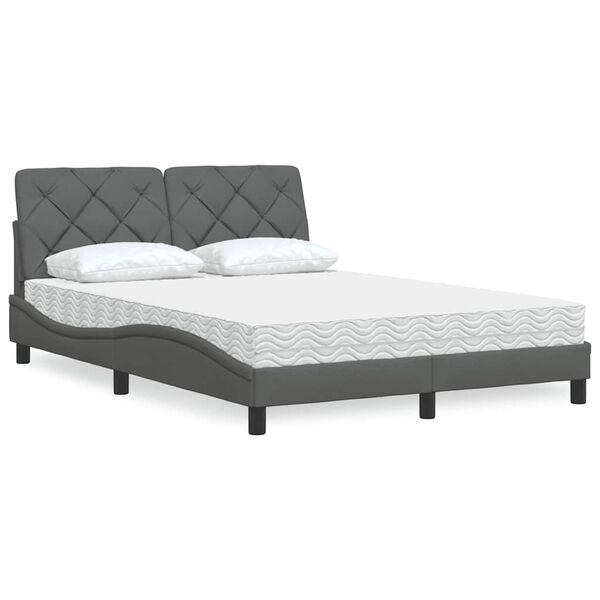 vidaXL Cama con colch&oacute;n tela gris oscuro 120x200 cm