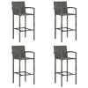 vidaXL Taburetes de cocina 4 unidades rat&aacute;n sint&eacute;tico gris
