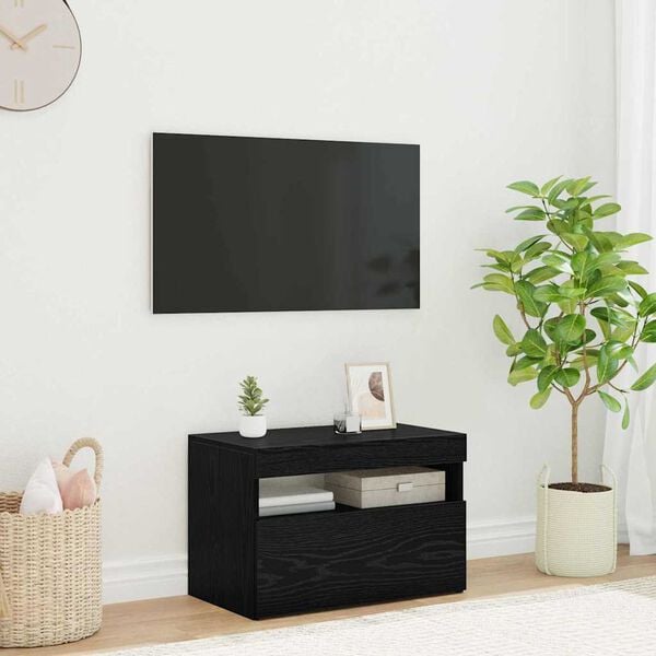vidaXL Mueble de TV Roble Negro 60 x 35 x 40 cm Madera de ingeniería