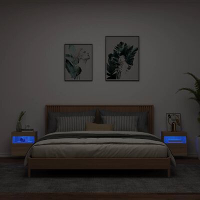 vidaXL Muebles de TV de pared luces LED 2 uds roble Sonoma 40x30x40 cm