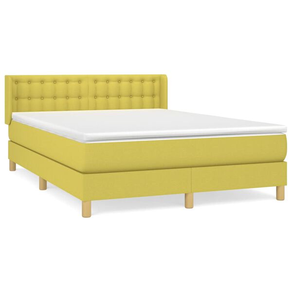 vidaXL Cama box spring con colch&oacute;n tela verde 140x200 cm