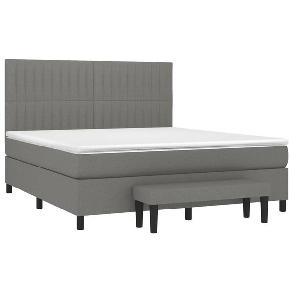 vidaXL Cama box spring con colch&oacute;n tela gris oscuro 180x200 cm
