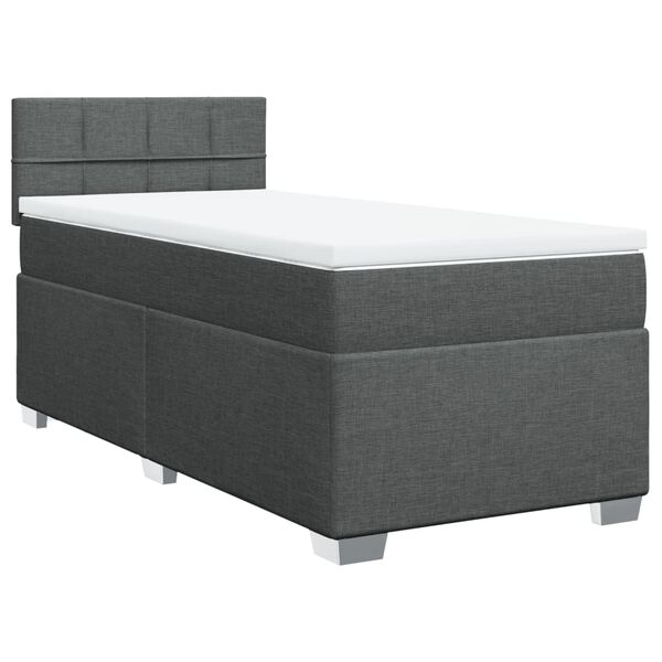 vidaXL Cama box spring con colchón tela gris oscuro 90x200 cm