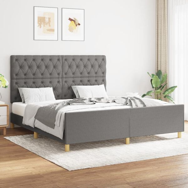 vidaXL Cama sin colch&oacute;n de tela gris oscuro 160x200 cm