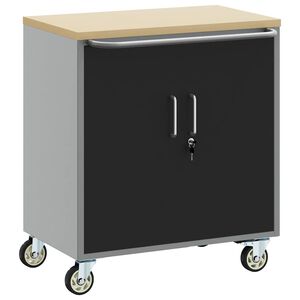 vidaXL Carro de Trabajo Rodante con rueda Negro y Gris 75 x 45 x 85 cm