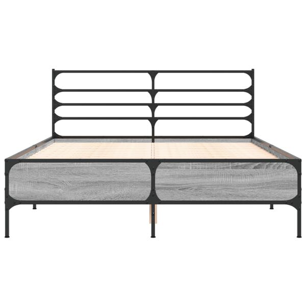 vidaXL Estructura cama madera ingenier&iacute;a metal gris Sonoma 140x190 cm