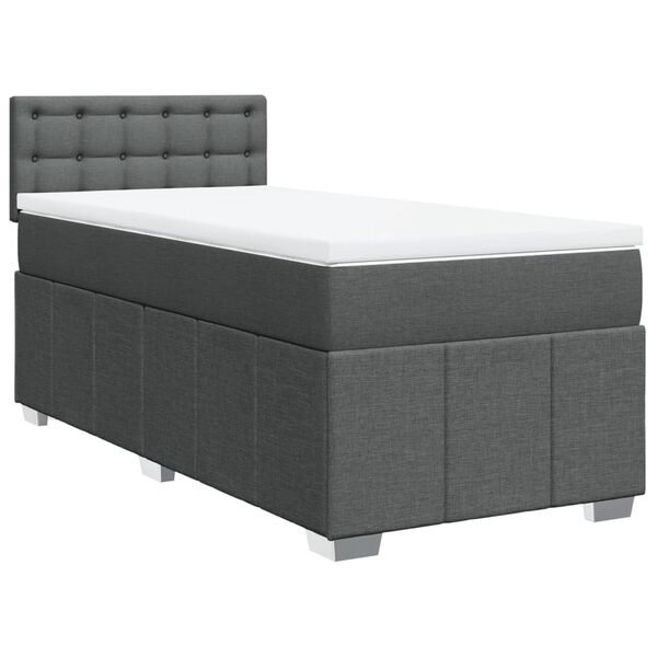 vidaXL Cama box spring con colch&oacute;n tela gris oscuro 100x200 cm