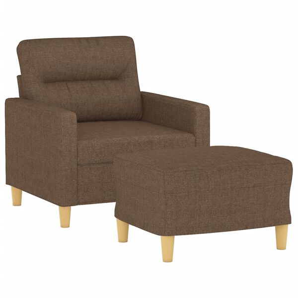 vidaXL Sill&oacute;n con taburete tela marr&oacute;n 60 cm