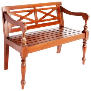 vidaXL Banco Batavia madera maciza de caoba marr&oacute;n oscuro 98 cm