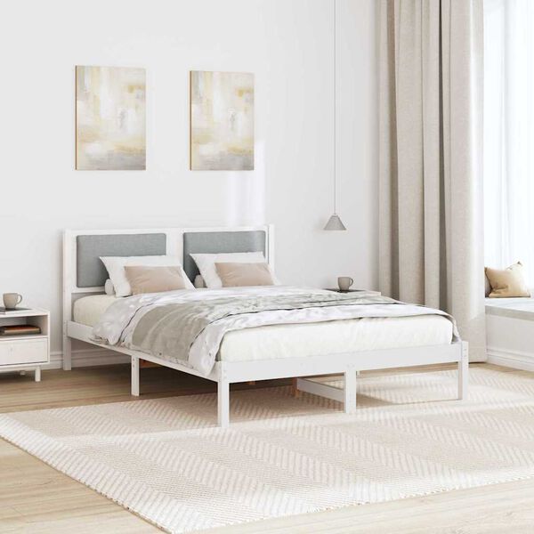 vidaXL Estructura de cama con cabecera Gris Claro 150 x 200 cm