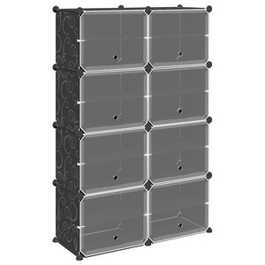 vidaXL Estanter&iacute;a de cubos con 8 compartimentos y puertas PP negro