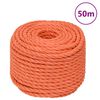 vidaXL Cuerda de trabajo polipropileno naranja 16 mm 50 m