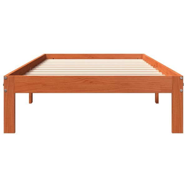 vidaXL Cama sin colch&oacute;n madera maciza de pino marr&oacute;n cera 100x200 cm