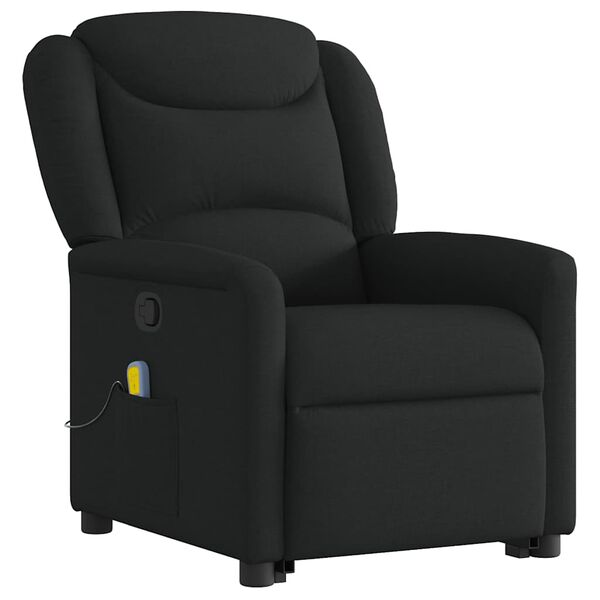 vidaXL Sill&oacute;n reclinable de masaje elevable tela negro
