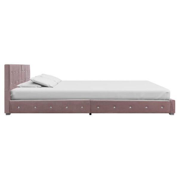vidaXL Cama con colch&oacute;n viscoel&aacute;stico terciopelo rosa 180x200 cm