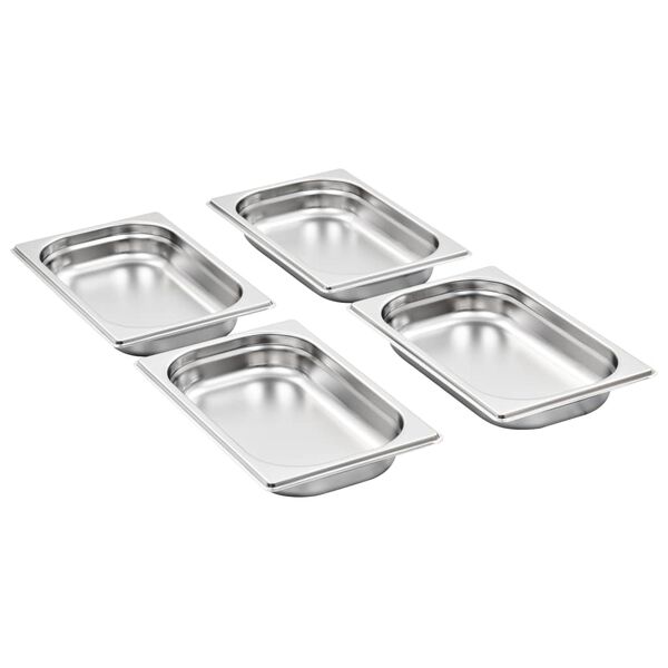 vidaXL Bandejas Gastronorm 12 unidades GN 1/4 40 mm acero inoxidable