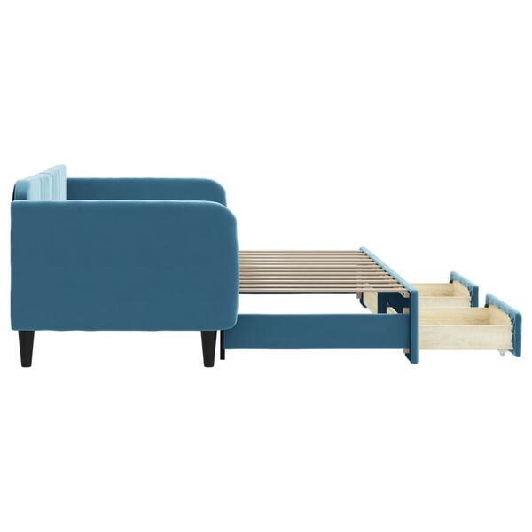 vidaXL Sof&aacute; cama nido con cajones terciopelo azul 90x200 cm