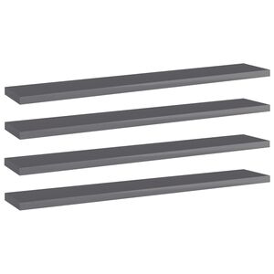 vidaXL Estante estanter&iacute;a 4 uds contrachapada gris brillo 60x10x1,5 cm