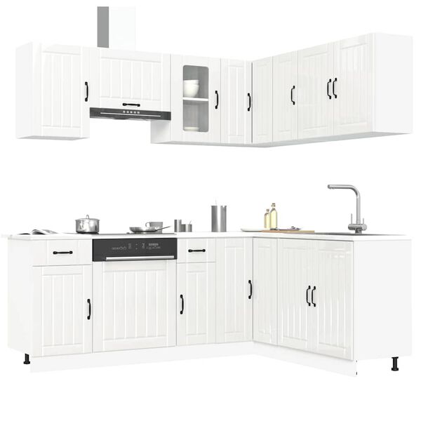 vidaXL Mueble cocina Kalmar blanco brillo 11 pzas madera contrachapada