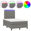 vidaXL Cama box spring con colch&oacute;n y LED tela marr&oacute;n oscuro 120x190 cm