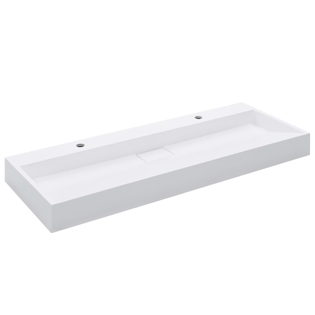 Lavabo Da Parete In Resina VidaXL 50x35x24 Cm - Bianco, Capacità 11 Litri, Con Foro Troppopieno E Porta Sapone