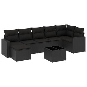 vidaXL Set de sof&aacute;s de jard&iacute;n 8 piezas y cojines rat&aacute;n sint&eacute;tico negro