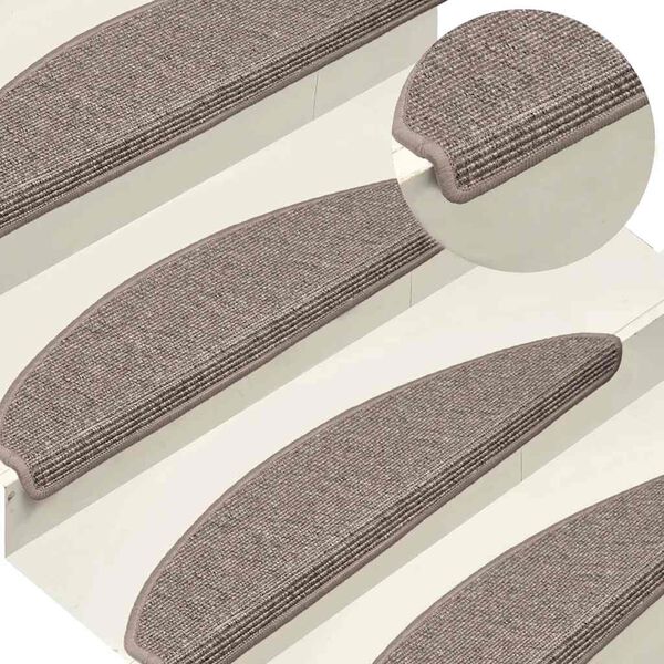 vidaXL Felpudos para escaleras 15 uds 65x21x4 cm Beige oscuro Semicircular Grande