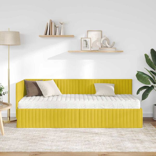 vidaXL Estructura de Cama Esquina con Colch&oacute;n 2 pcs Amarillo
