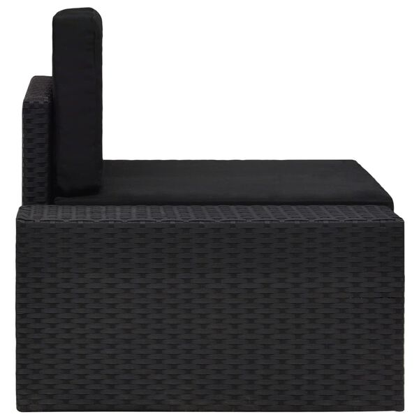 vidaXL Sofá seccional esquina reposabrazos derecho ratán PE negro