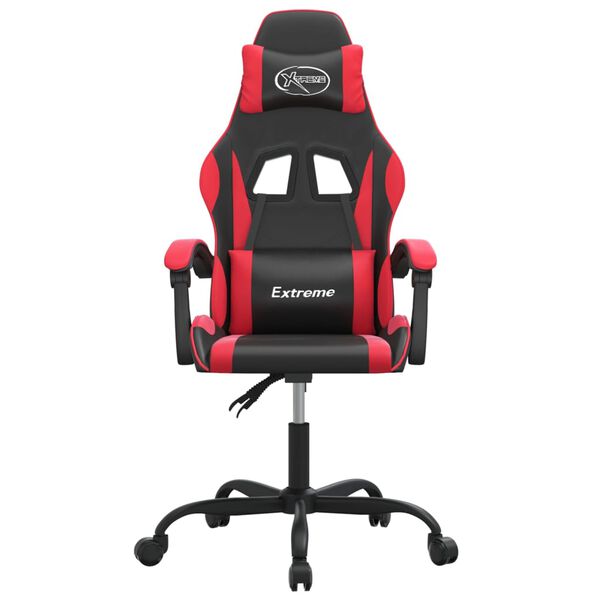 vidaXL Silla gaming giratoria cuero sint&eacute;tico negro y rojo