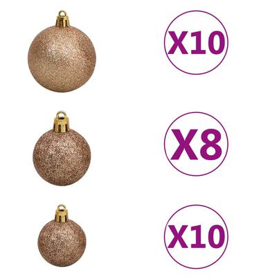 vidaXL Set de árbol de Navidad artificial con LED y bolas negro 240 cm