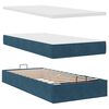 vidaXL Cama otomana con colchones y luces LED azul oscuro 200x200 cm