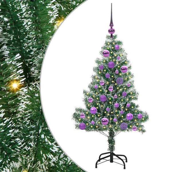 vidaXL Árbol de Navidad Artificial Nevado con Luz LED Verde y 120 cm