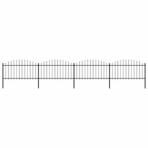 vidaXL Valla de jard&iacute;n con punta de lanza de acero 671x150 cm negra
