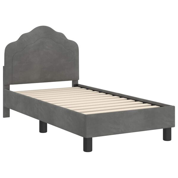 vidaXL Estructura de cama para niños pequeños con cabecera Gris oscuro