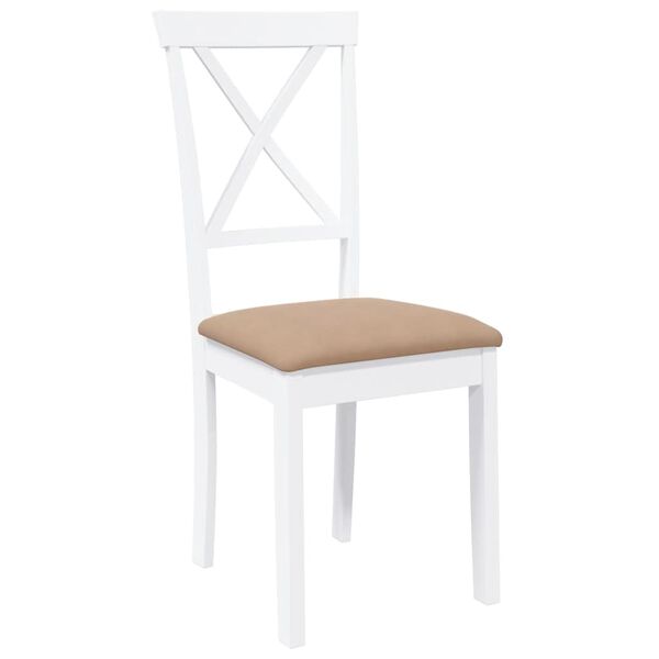 vidaXL Sillas de comedor con cojines 2uds madera maciza blanco caucho