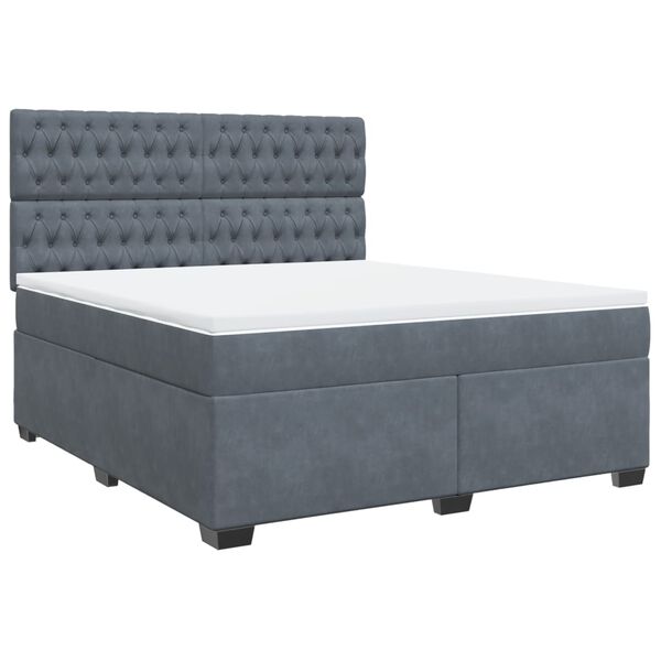 vidaXL Cama box spring con colch&oacute;n terciopelo gris oscuro 180x200 cm