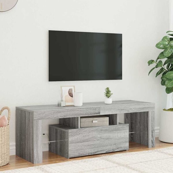 vidaXL Mueble de TV con luces LED gris Sonoma 120x35x40 cm