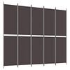 vidaXL Biombo divisor de 5 paneles de tela marr&oacute;n 250x220 cm