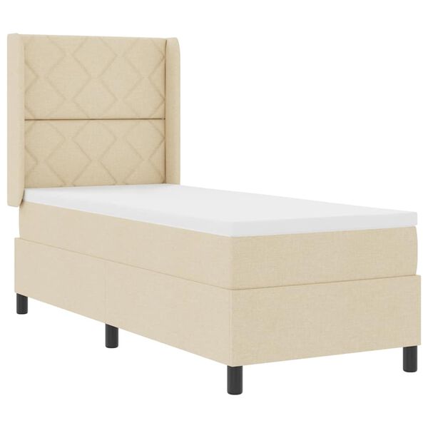 vidaXL Cama tipo Box Spring con colch&oacute;n Crema 80 x 200 cm tela