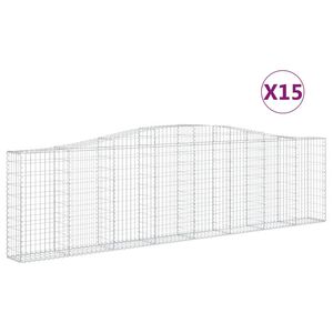 vidaXL Cestas de gaviones 15 uds forma de arco hierro 400x30x100/120cm