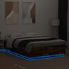 vidaXL Estructura cama con luces LED madera roble ahumado 150x200 cm
