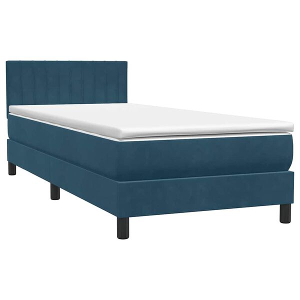 vidaXL Cama box spring con colch&oacute;n terciopelo azul oscuro 80x220 cm